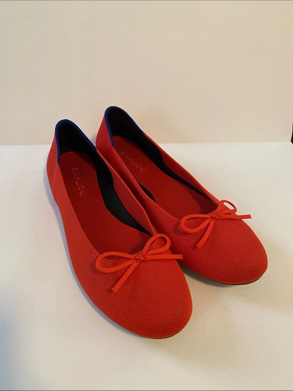 Rothy's Red Knit Bow Ballet Flats
